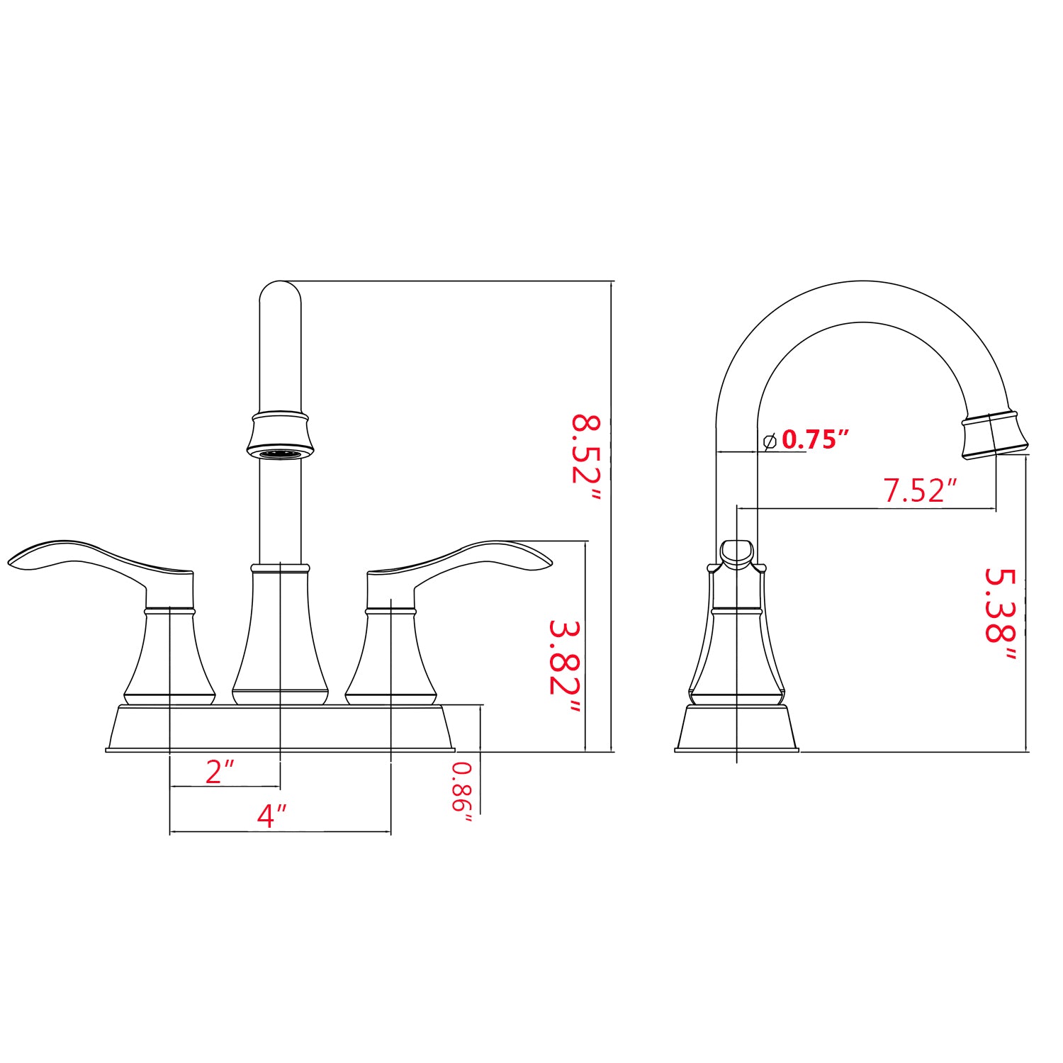 2 Handle Lavatory Faucet Bathroom Sink Faucet Black Brass