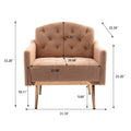 Coolmore Modern Accent Chair With Arms, Tufted Decorative Fabric Armchair With Gold Metal Legs, Upholstered Reading Chair For Living Room Bedroom Office Camel Teddy Camel Teddy Foam Metal