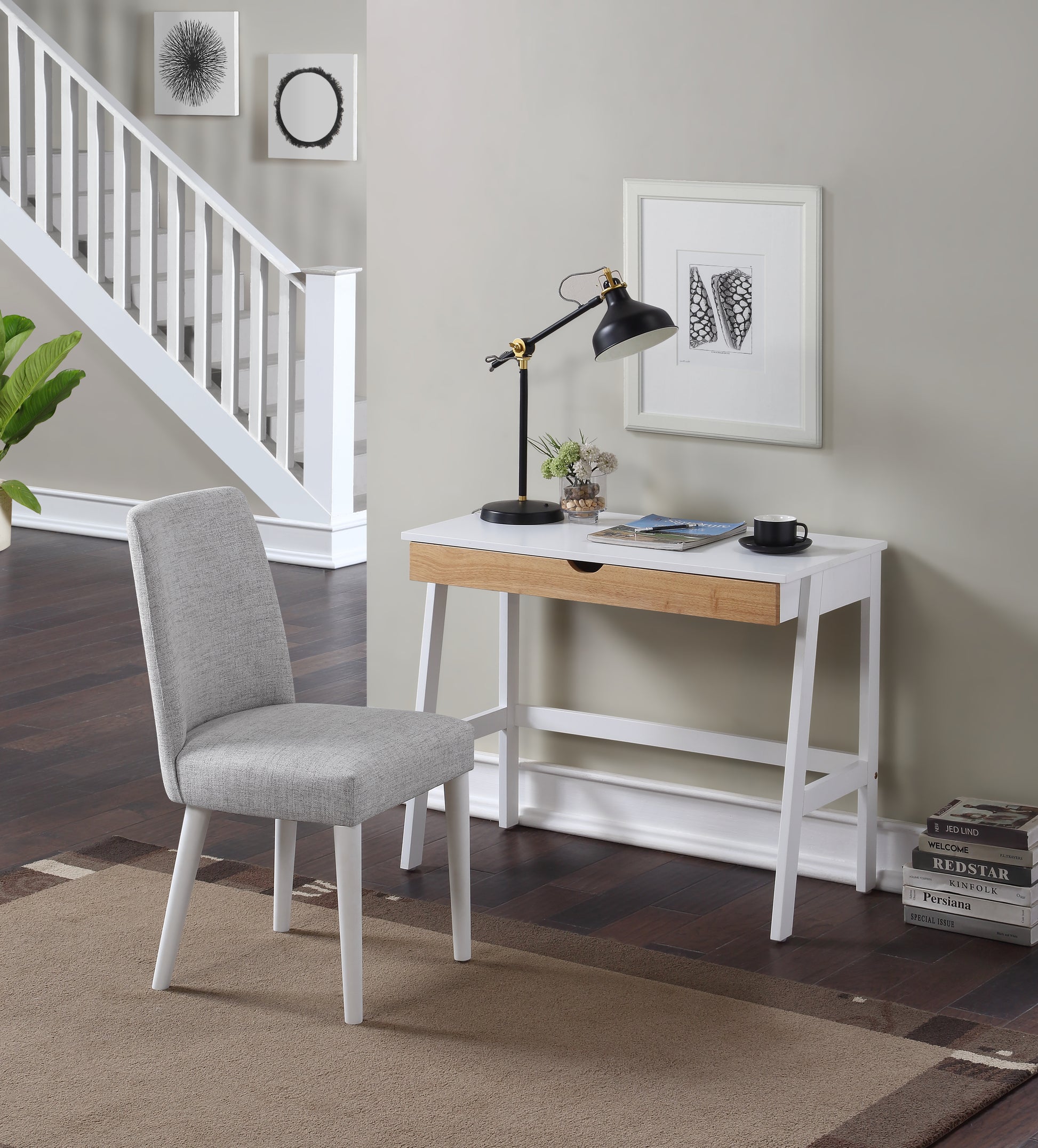 Hilton Desk In White Natural White Solid Wood