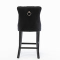 Contemporary Velvet Upholstered Barstools With Button Tufted Decoration And Wooden Legs, And Chrome Trim, Leisure Style Bar Chairs,Bar Stools, Set Of 2 Black 1902Bk Black Foam Velvet