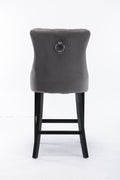 Contemporary Velvet Upholstered Barstools With Button Tufted Decoration And Wooden Legs, And Chrome Trim, Leisure Style Bar Chairs,Bar Stools, Set Of 2 Gray 1902Gy Gray Foam Velvet