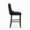 Contemporary Velvet Upholstered Barstools With Button Tufted Decoration And Wooden Legs, And Chrome Trim, Leisure Style Bar Chairs,Bar Stools, Set Of 2 Black 1902Bk Black Foam Velvet