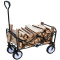 Folding Wagon Garden Shopping Beach Cart Blue Blue Steel