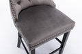 Contemporary Velvet Upholstered Barstools With Button Tufted Decoration And Wooden Legs, And Chrome Trim, Leisure Style Bar Chairs,Bar Stools, Set Of 2 Gray 1902Gy Gray Foam Velvet