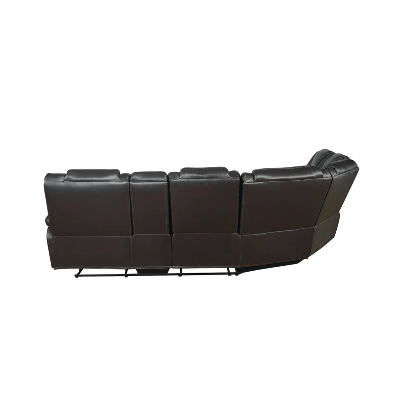 Hong Kong Power Reclining Sectional Made With Faux Leather In Black Black Faux Leather Metal Primary Living Space Medium Soft Cushion Back Heavy Duty Contemporary,Modern L Shaped Solid Wood Mdf Faux Leather 5 Seat