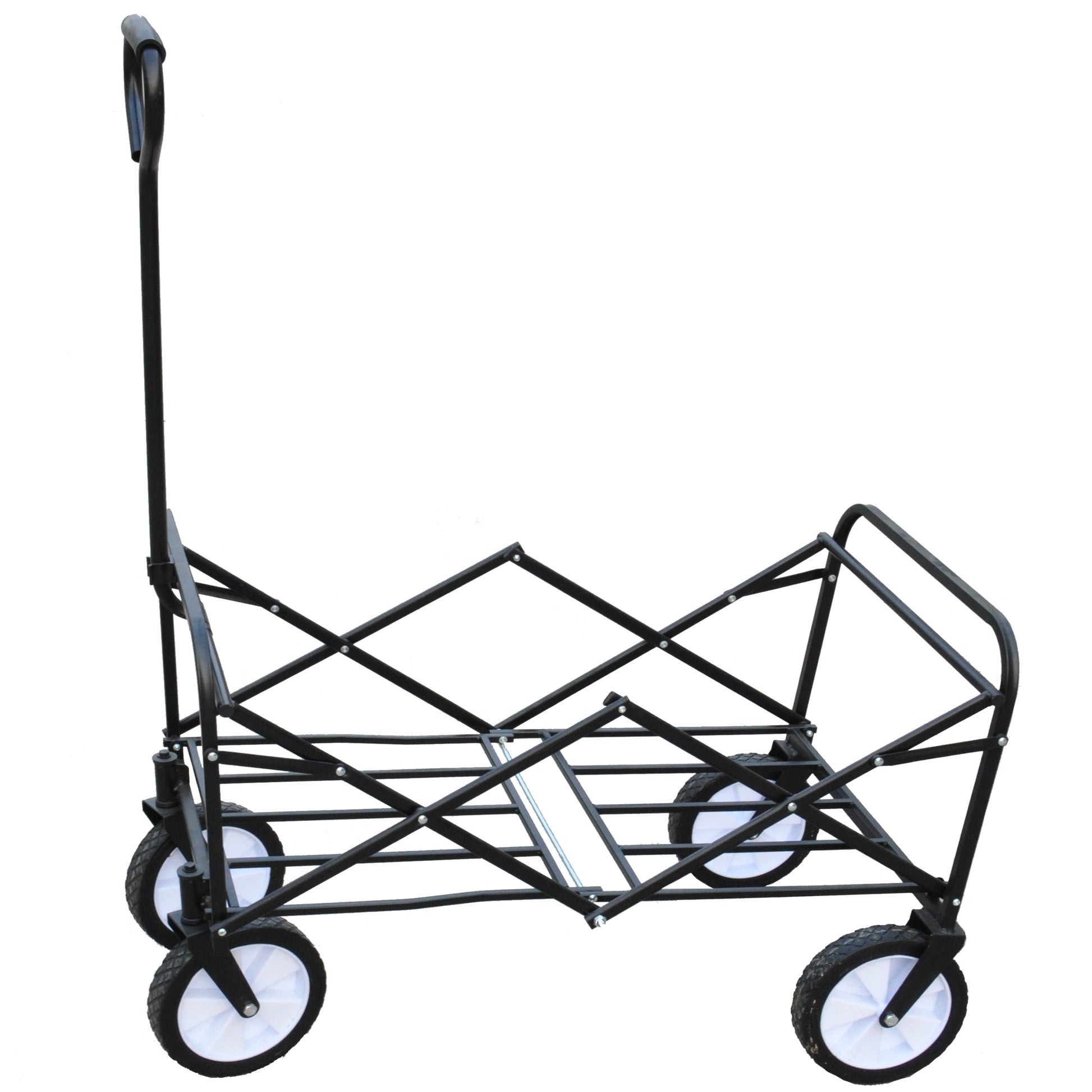 Folding Wagon Garden Shopping Beach Cart Blue Blue Steel