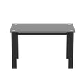 Modern Tempered Glass Black Dining Table, Simple Rectangular Metal Table Legs Living Room Kitchen Table Black Glass