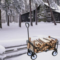 Folding Wagon Garden Shopping Beach Cart Blue Blue Steel