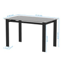 Modern Tempered Glass Black Dining Table, Simple Rectangular Metal Table Legs Living Room Kitchen Table Black Glass