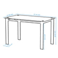 Modern Tempered Glass Black Dining Table, Simple Rectangular Metal Table Legs Living Room Kitchen Table Black Glass