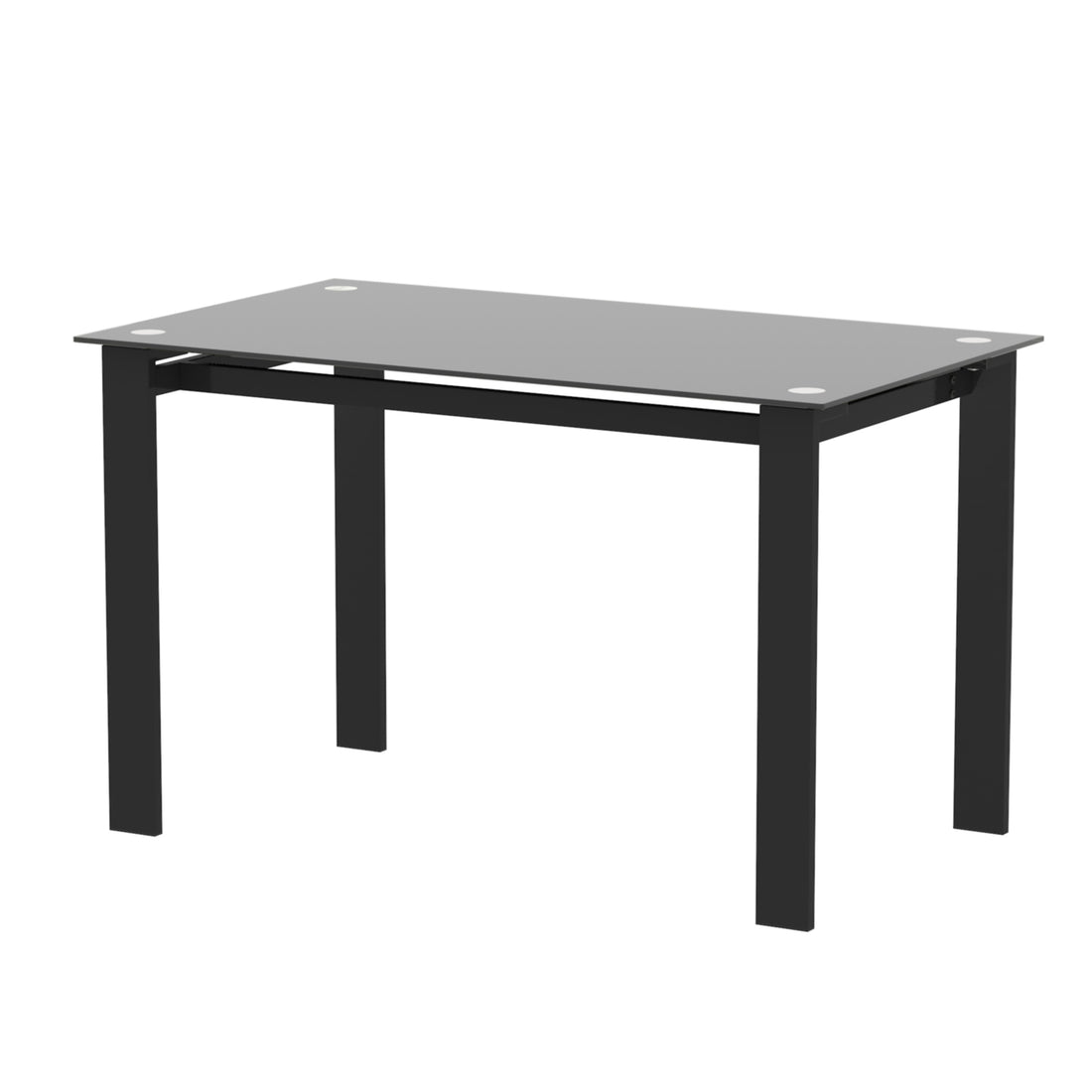 Modern Tempered Glass Black Dining Table, Simple Rectangular Metal Table Legs Living Room Kitchen Table Black Glass