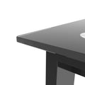 Modern Tempered Glass Black Dining Table, Simple Rectangular Metal Table Legs Living Room Kitchen Table Black Glass