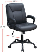 Relax Cushioned Office Chair 1Pc Black Upholstered Seat Back Adjustable Chair Comfort Black Office Modern Office Chairs Adjustable Height Fabric