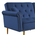 Modern Velvet Upholstered Reversible Sectional Sofa Bedl Shaped Couch With Movable Ottoman And Trim For Living Room. Blue Blue Velvet Wood Tufted Back Foam Velvet 3 Seat