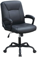 Relax Cushioned Office Chair 1Pc Black Upholstered Seat Back Adjustable Chair Comfort Black Office Modern Office Chairs Adjustable Height Fabric
