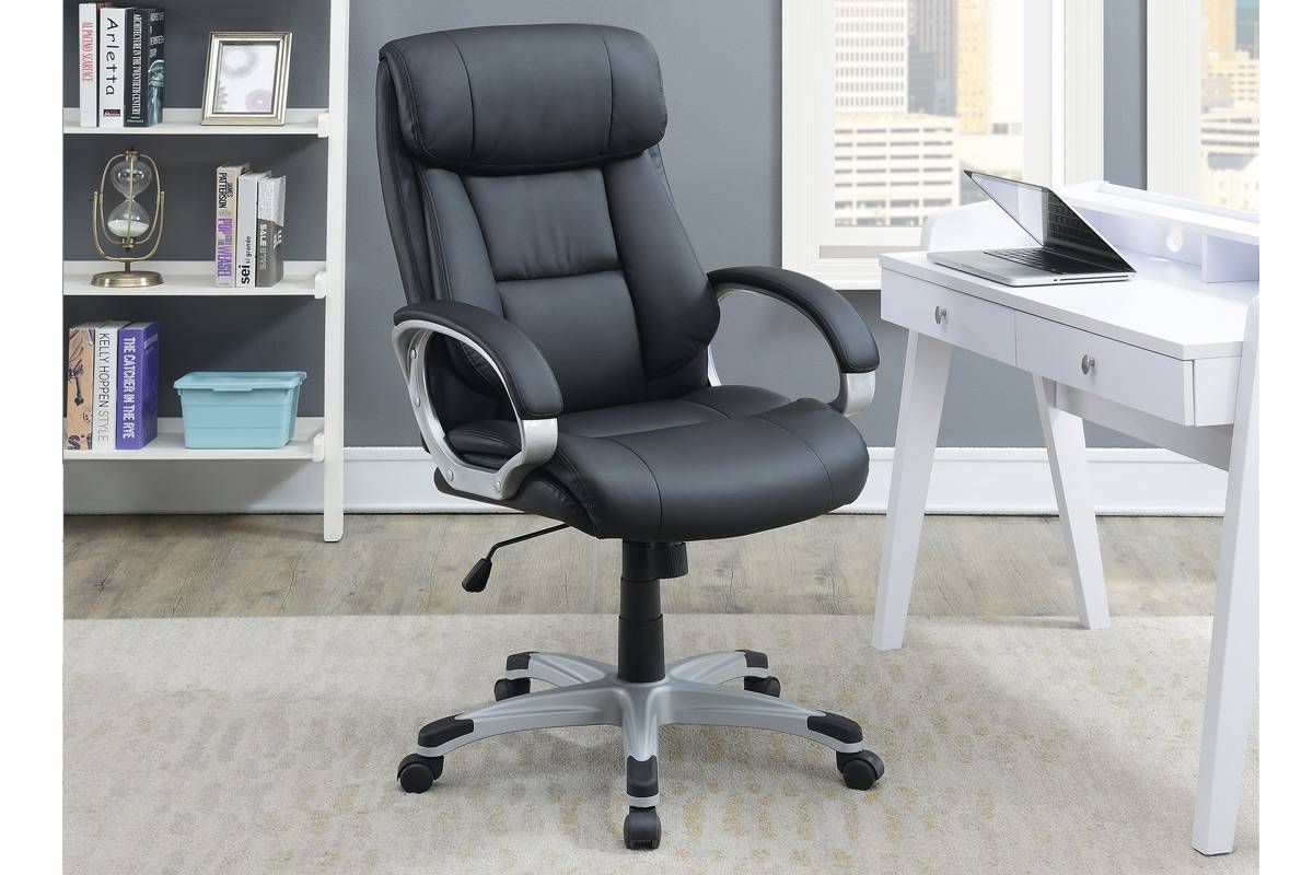 Classic 1pc Office Chair Black Color Cushioned black-office-contemporary-modern-office
