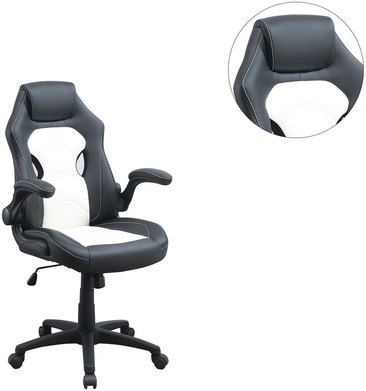Office Chair Upholstered 1pc Comfort Chair Relax black white-office-contemporary-mid-century