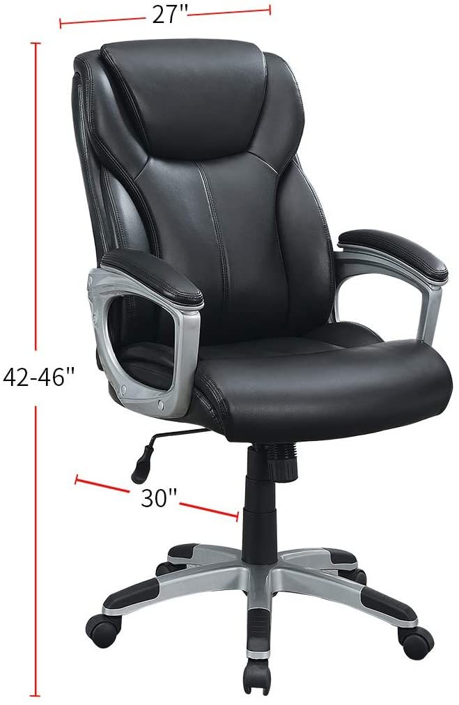 1pc Office Chair Black Color Cushioned Headrest black-office-contemporary-modern-office