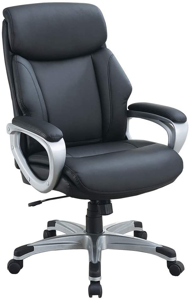 1pc Office Chair Black Color Cushioned Headrest black-office-contemporary-modern-office