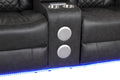 Benz Led & Power Reclining Loveseat Made With Faux Leather In Black Black Faux Leather Metal Primary Living Space Medium Soft Cushion Back Contemporary,Modern Solid Wood Mdf Faux Leather