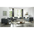 Moderno 3 Pc Tufted Living Room Set Finished With Velvet In Gray Gray Velvet Wood Primary Living Space Firm Tufted Back Contemporary,Modern Solid Wood Mdf Wood 6 Seat