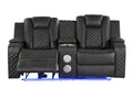 Benz Led & Power Reclining Loveseat Made With Faux Leather In Black Black Faux Leather Metal Primary Living Space Medium Soft Cushion Back Contemporary,Modern Solid Wood Mdf Faux Leather