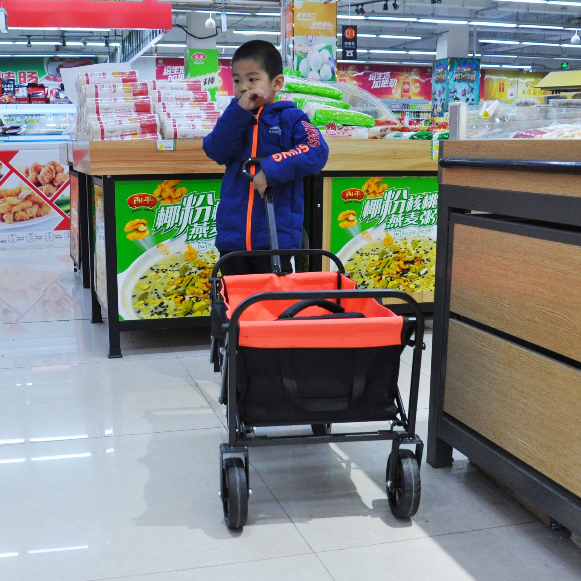 Mini Folding Wagon Garden Shopping Beach Cart Black Yellow Black Steel