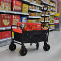 Mini Folding Wagon Garden Shopping Beach Cart Black Yellow Black Steel