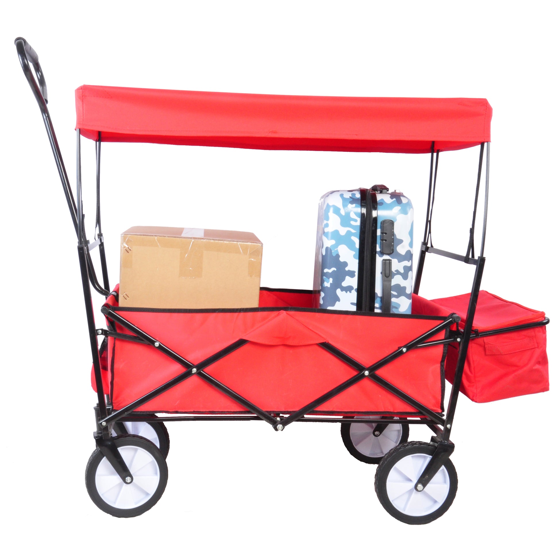 Garden Shopping Beach Cart Folding Wagon Red Red Metal