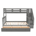 Stairway Twin Over Full Bunk Bed With Drawer, Storage And Guard Rail For Bedroom, Dorm, For Adults, Gray Color Old Sku: Lp000219Aae Gray Solid Wood