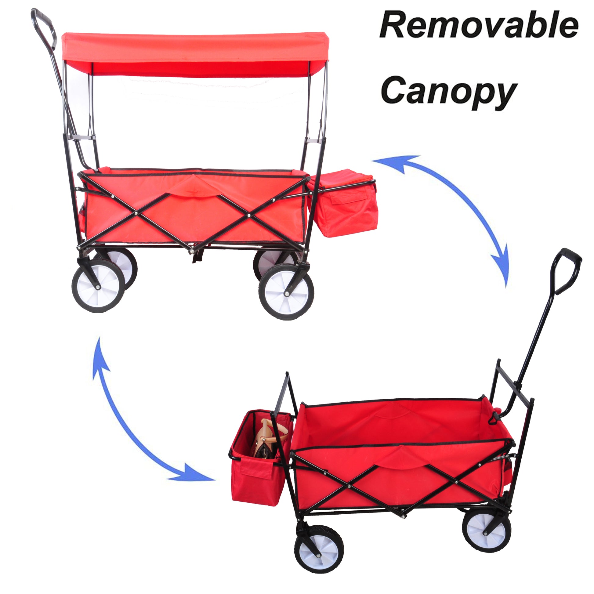 Garden Shopping Beach Cart Folding Wagon Red Red Metal