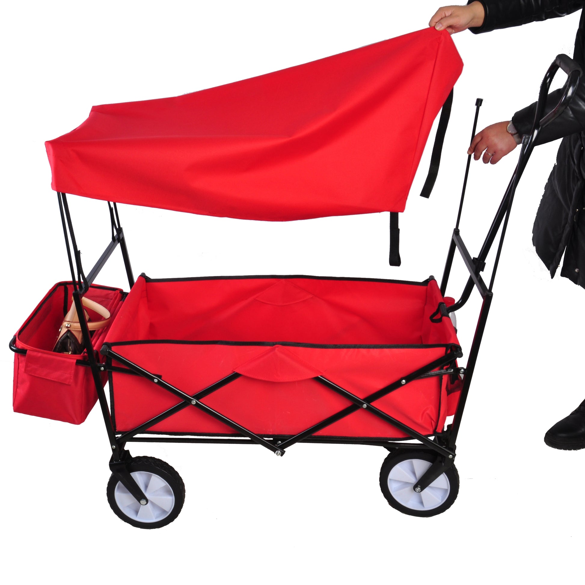 Garden Shopping Beach Cart Folding Wagon Red Red Metal