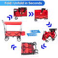 Garden Shopping Beach Cart Folding Wagon Red Red Metal