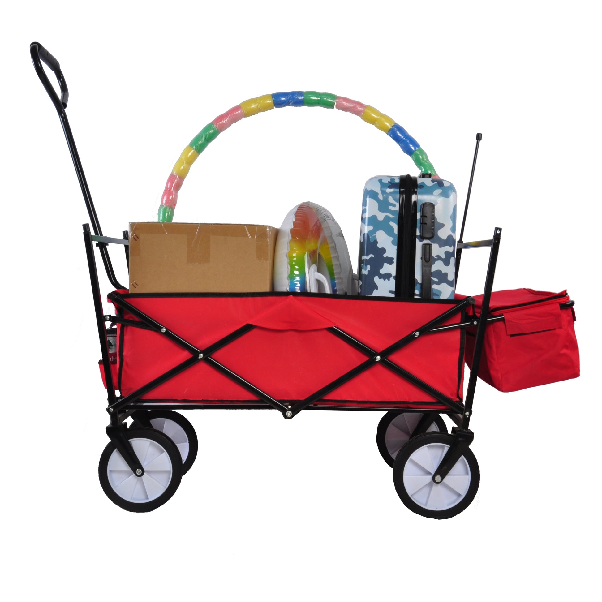 Garden Shopping Beach Cart Folding Wagon Red Red Metal