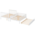 Full Over Full Bunk Bed With Trundle And Staircase,White Full White Pine