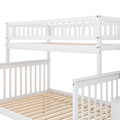 Twin Over Full Bunk Bed With Trundle And Staircase,White Twin White Pine