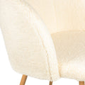 Adjust Legs Upholstered Teddy Faux Fur Dining Armrest Chair Set Of 2 Off White Metal White Dining Room Powder Coated Foam Round Dry Clean Mid Century Modern Dining Chairs Solid Back Foam Polyester