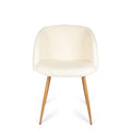 Adjust Legs Upholstered Teddy Faux Fur Dining Armrest Chair Set Of 2 Off White Metal White Dining Room Powder Coated Foam Round Dry Clean Mid Century Modern Dining Chairs Solid Back Foam Polyester