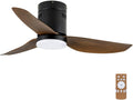 Simple Deluxe 40 Inch Ceiling Fan With Led Light And Remote Control, 6 Speed Modes, 2 Rotating Modestimer Brown Solid Wood