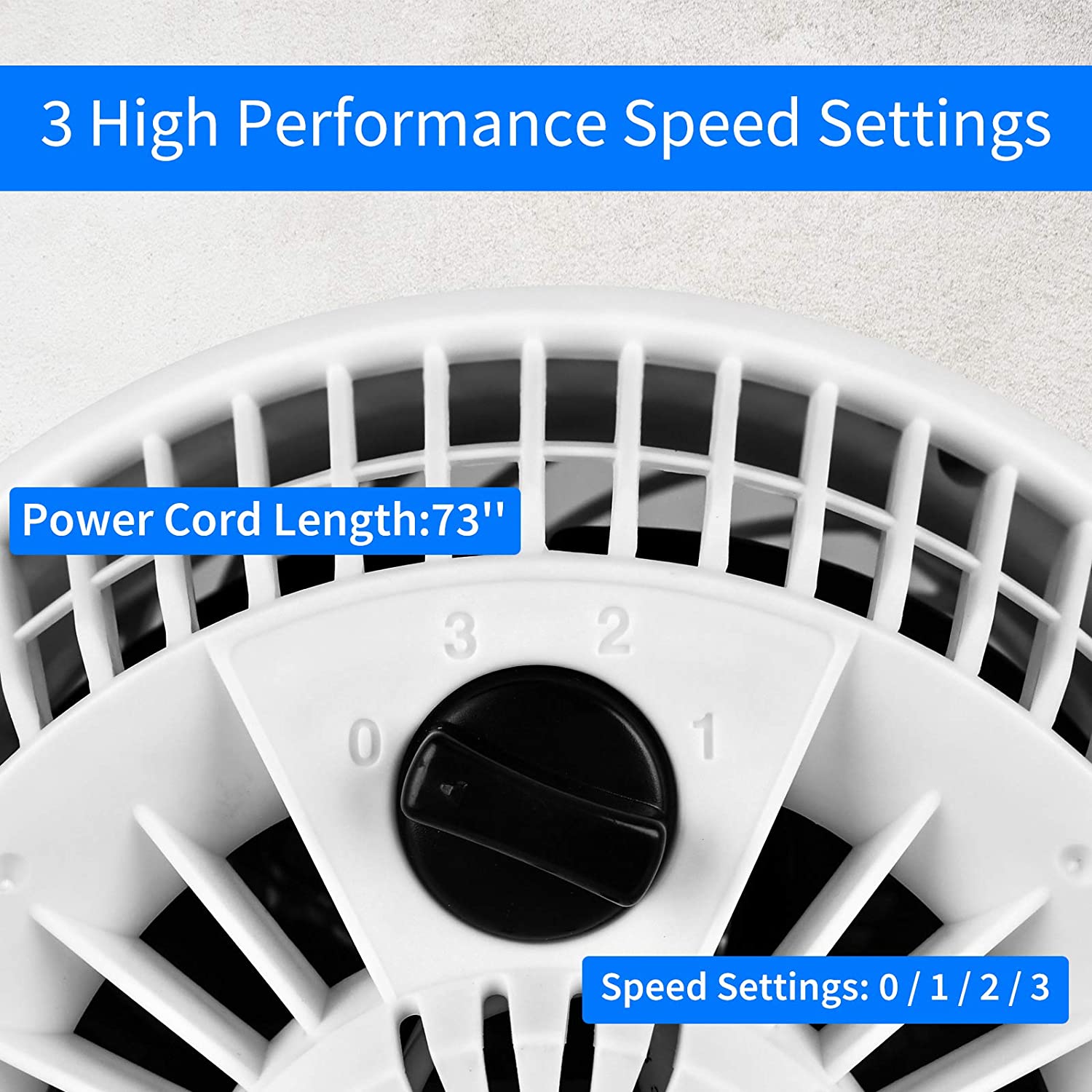 Healsmart 8" Table Fan Tabletop Air Circulator Fan 3Speed Control 110 Rotation White Abs