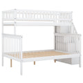 Twin Over Full Stairway Bunk Bed With Storage, White Twin White Pine