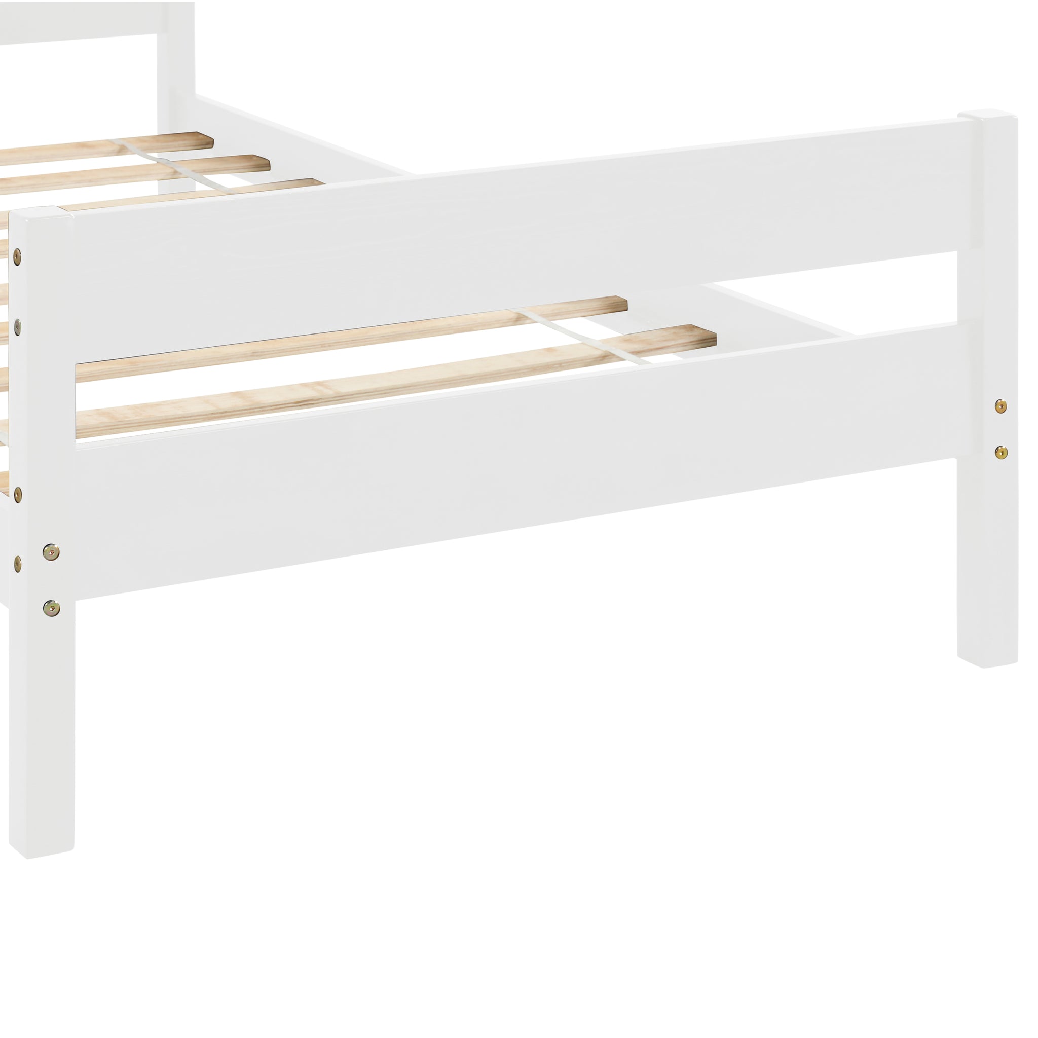 Twin Bed With Headboard And Footboard,White Twin White Pine