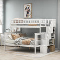 Twin Over Full Stairway Bunk Bed With Storage, White Twin White Pine