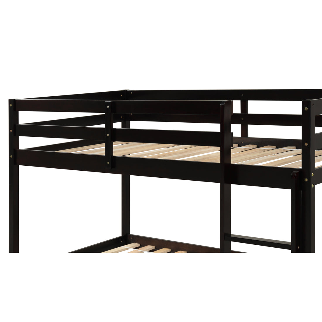 Twin Over Twin Floor Bunk Bed,Espresso Old Sku:W50437211 Twin Espresso Pine