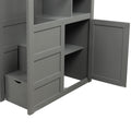 Twin Over Full Twin Bunk Bed, Convertible Bottom Bed, Storage Shelves And Drawers, Gray Gray Pine