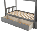 Twin Over Full Twin Bunk Bed, Convertible Bottom Bed, Storage Shelves And Drawers, Gray Gray Pine