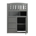 Twin Over Full Twin Bunk Bed, Convertible Bottom Bed, Storage Shelves And Drawers, Gray Gray Pine