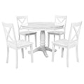 Orisfur. 5 Pieces Dining Table And Chairs Set For 4 Persons, Kitchen Room Solid Wood Table With 4 Chairs White Mdf Solid Wood