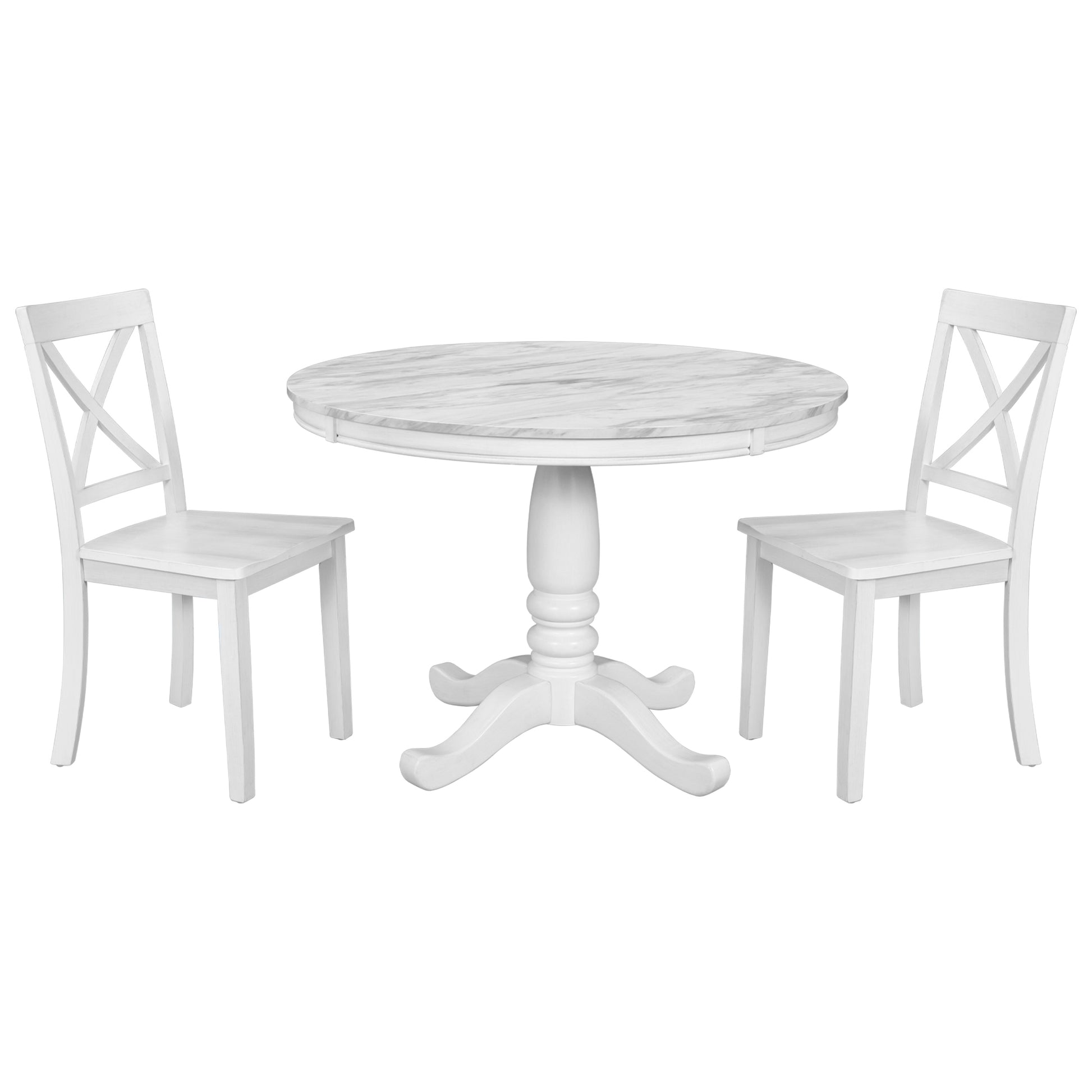 Orisfur. 5 Pieces Dining Table And Chairs Set For 4 Persons, Kitchen Room Solid Wood Table With 4 Chairs White Mdf Solid Wood