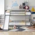 Twin Over Twin Bunk Bed With Convertible Slide And Laddergray Old Sku:Wf281725Aae Gray Pine